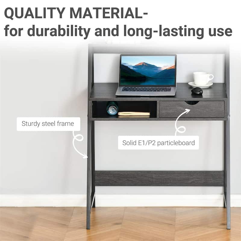 Particleboard Steel Writing Desk with Storage Shelf Drawer