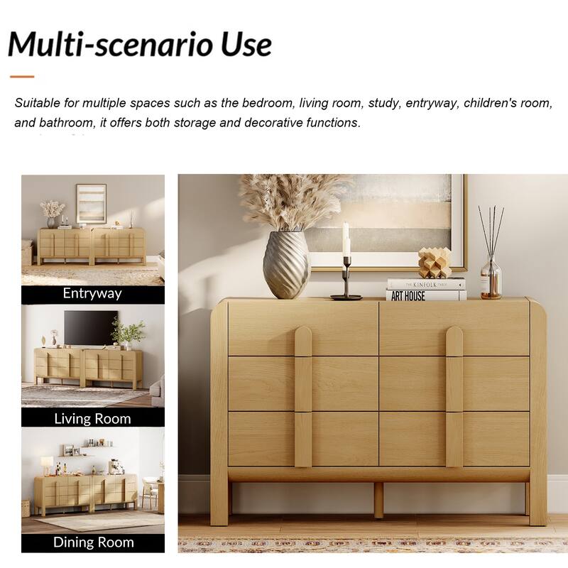 WAMPAT Modern Dresser TV Stand For Tvs Up To 100 Inch, Cruved Entertainment Center, Wood TV Console With Storage