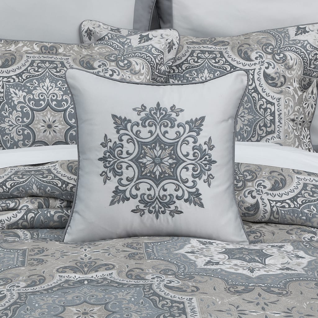 Lisbon 18" Square Embellished Decorative Throw Pillow