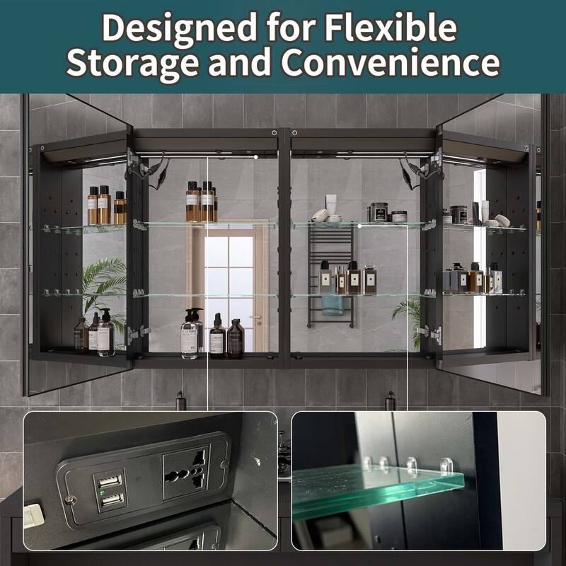 40" x 30" Lighted Medicine Cabinet with Mirror, Recessed Medicine Cabinets for Bathroom - 40" x 30"