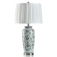 Handsome Blue Table Lamp - Hibiscus Blue/White Flower And Bird Pattern ...