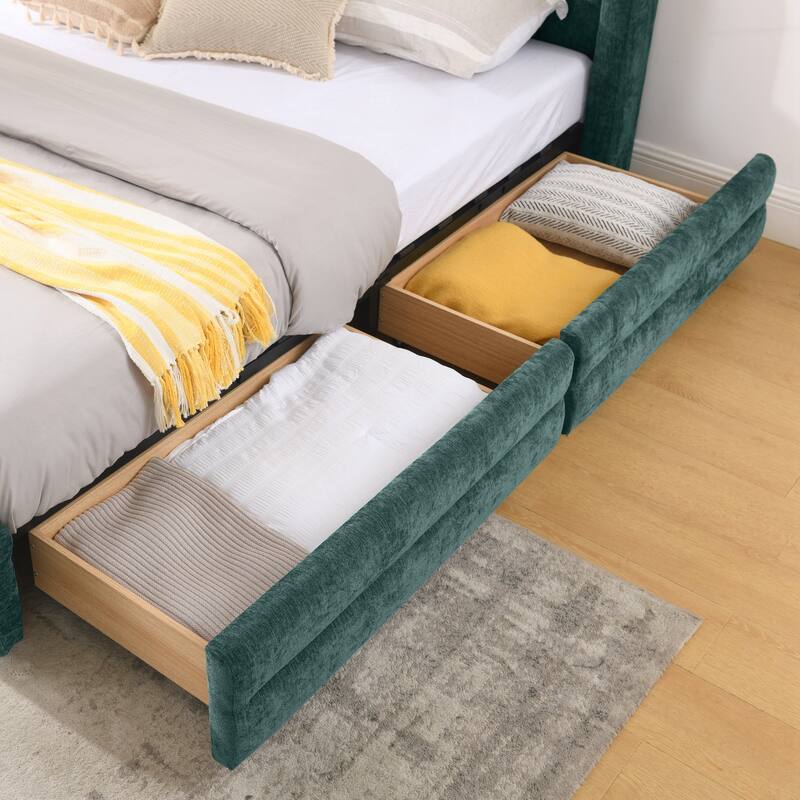 Queen Size Upholstered Bed Frame with Thick Fabric