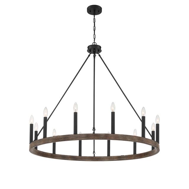 Acroma 12 Light 40 In Modern Farmhouse Wagon Wheel Chandelier-UL