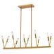 preview thumbnail 8 of 9, Warwick 10L Brass Contemporary Linear Chandelier Island Pendant Light Fixture - 32.25-in W x 16.25-in H x 8-in D