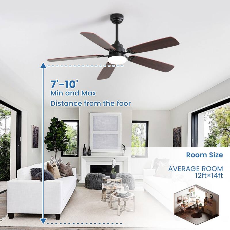 52 inch Integrated LED Ceiling Fan with Light and Remote, Flush Mount and Downrd Mount - 52 inch