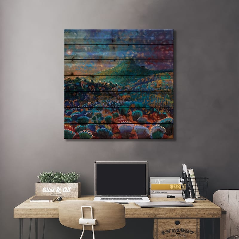 Coyote Springs Ranch Print On Wood by Iris Scott - Multi-Color