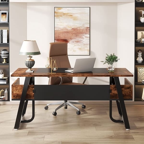 63 inch Large Executive Desk Computer Desk with Storage Shelf Bed