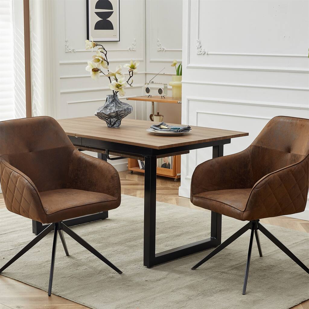 Modern Swivel Dining Chair (Set of 2) with Iron Tube Legs