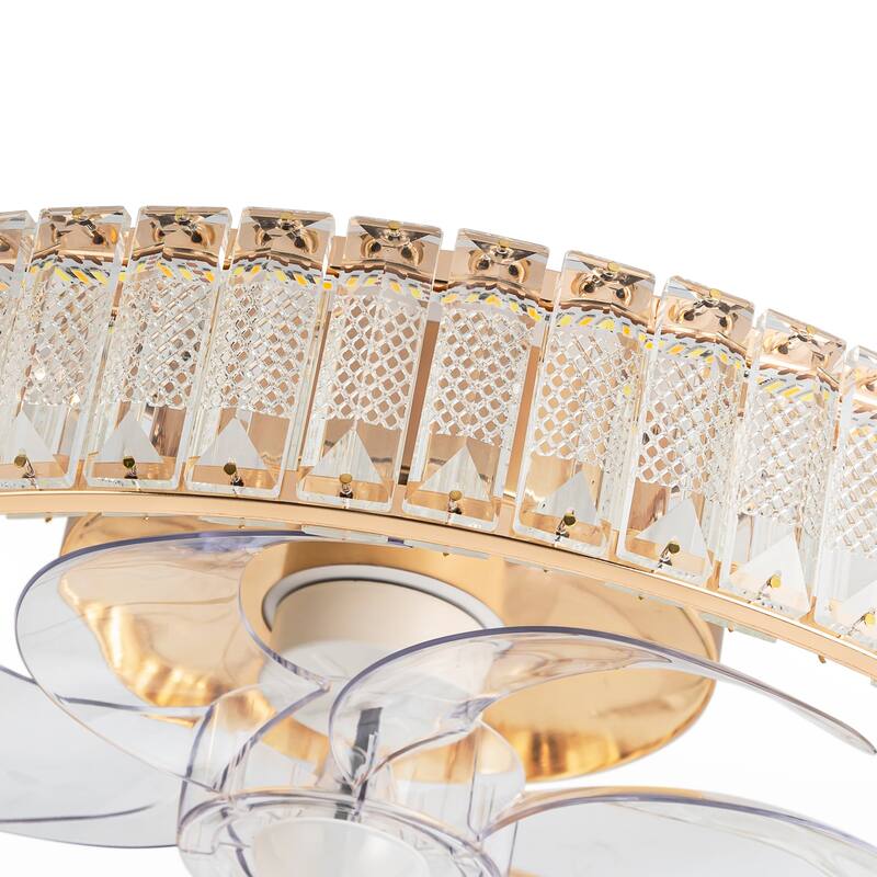 20-In LED Rosa Gold Chandelier Ceiling Fan with Light Remote(7-blade)