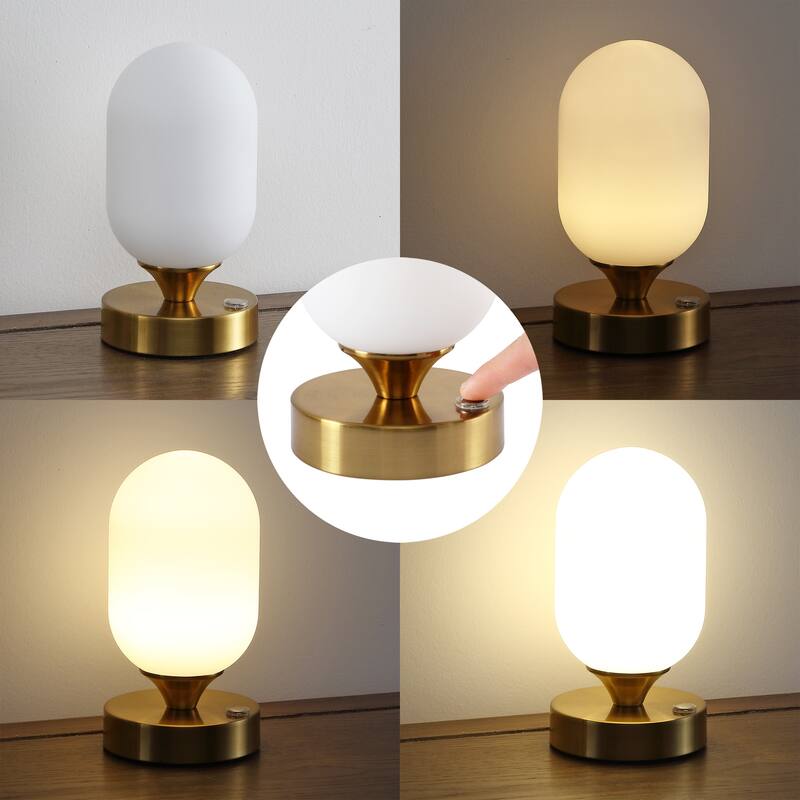 Owen 8" Bohemian Farmhouse Iron Wireless Rechargeable Integrated LED Table Lamp, Oil Rubbed Bronze/White by JONATHAN Y