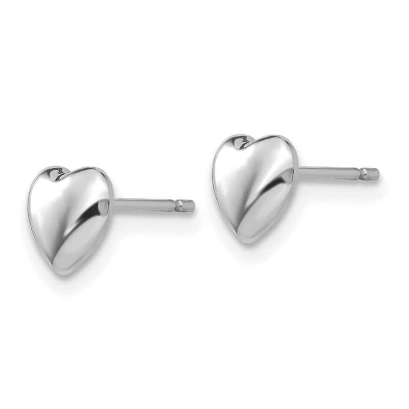 Curata 14k White Gold 6mm Love Heart Earrings