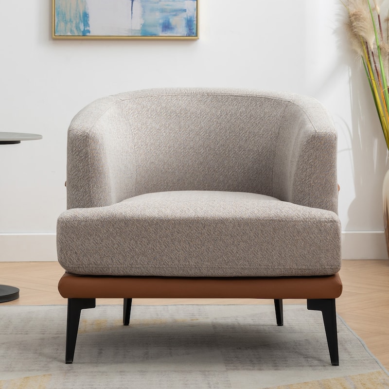 Modern Two-tone Barrel Fabric Chair,Upholstered Round Armchair,Accent Chair