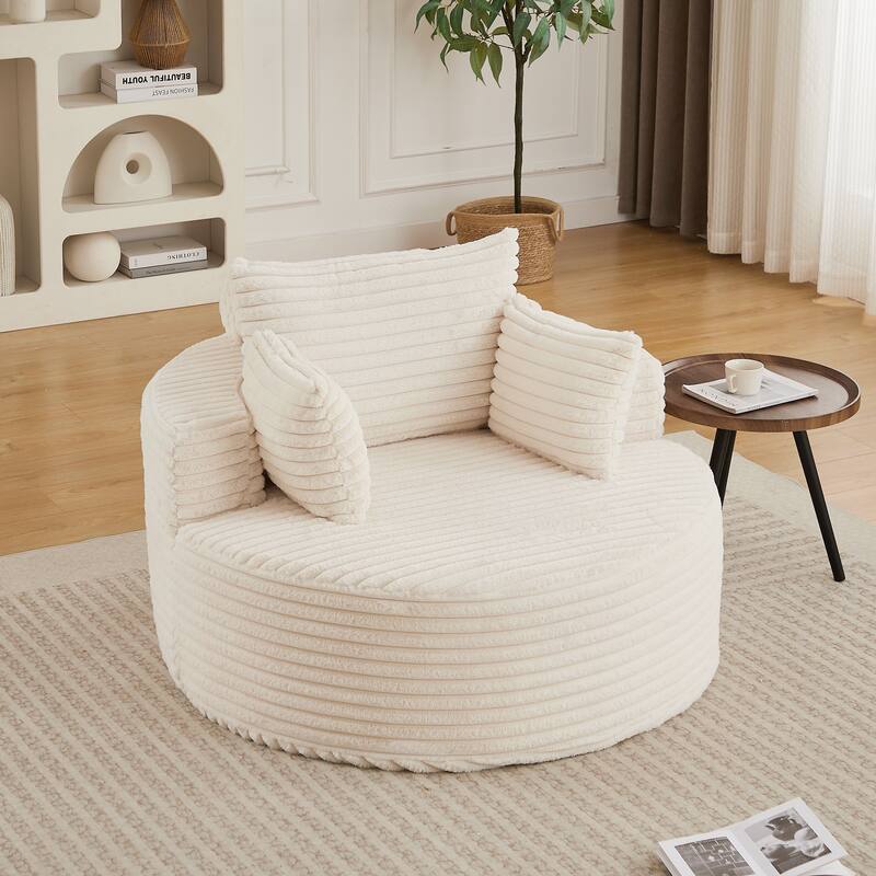 Corduroy Sponge single sofa,No Assembly Required,Fluffy Modern Sleeper Chair for Living room, Bedroom