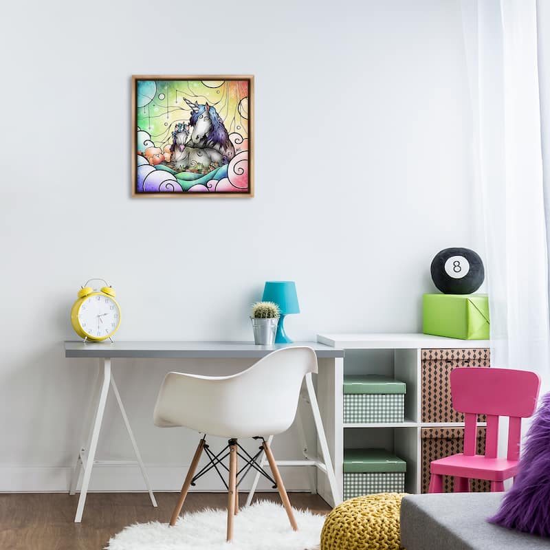 Stupell Deco Style Unicorns Framed Floater Canvas Wall Art Design By Mandie Manzano