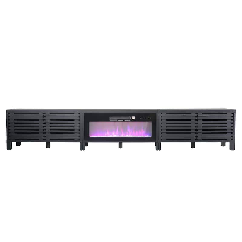 115" Modern Black Electric Fireplace TV Stands for TV's up to 120" with Remote