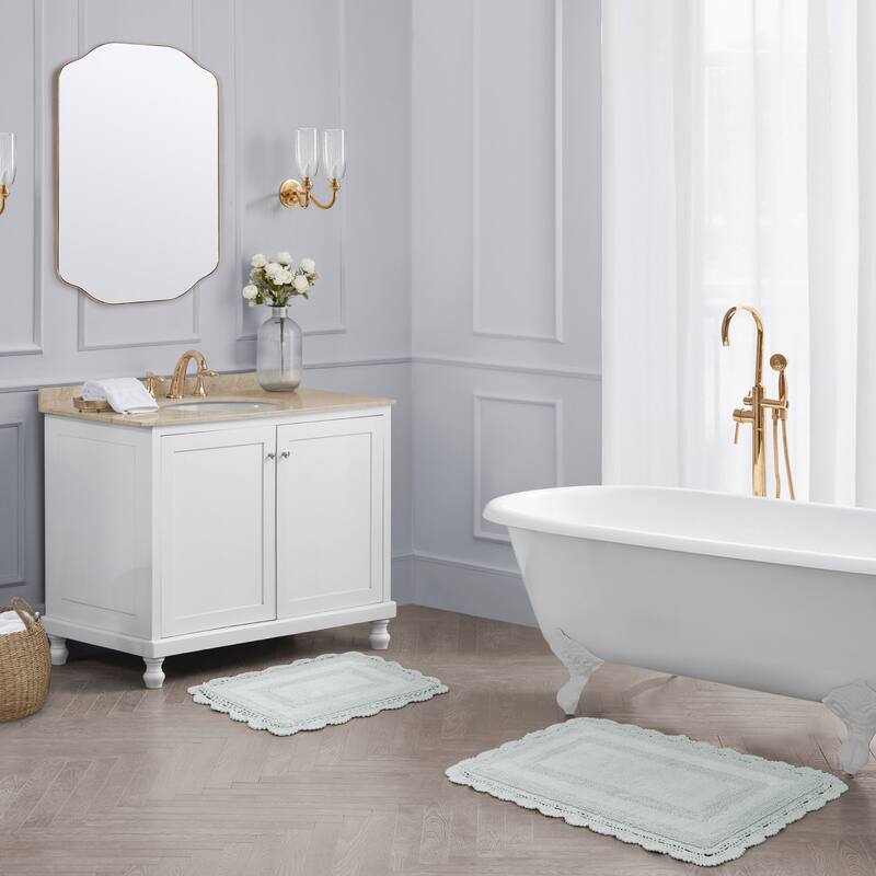 Laura Ashley Reversible Cotton Crochet Bath Rug
