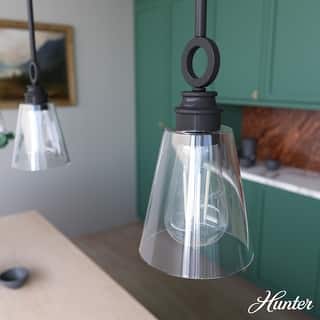 Hunter Klein 6" 1-Light Glass Mini Pendant - Kitchen Island, Dining Room - Industrial, Contemporary, Transitional