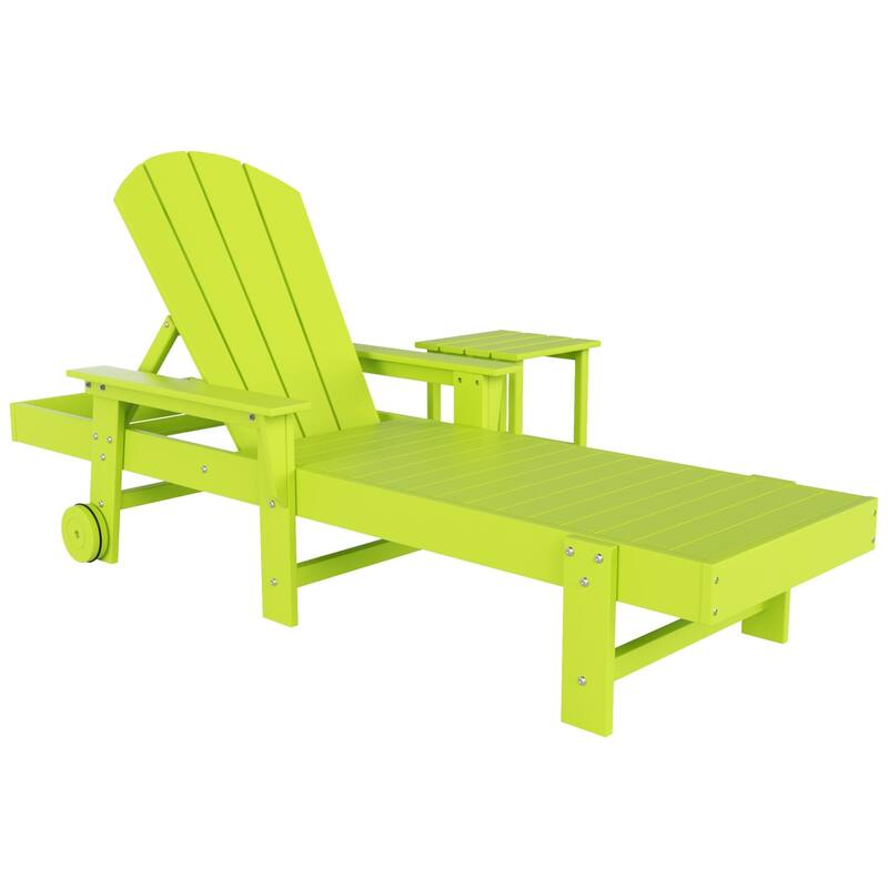 Polytrends Laguna Hdpe All Weather Outdoor Patio Pool Reclining Chaise Lounge With Side Table (2-Piece Set)