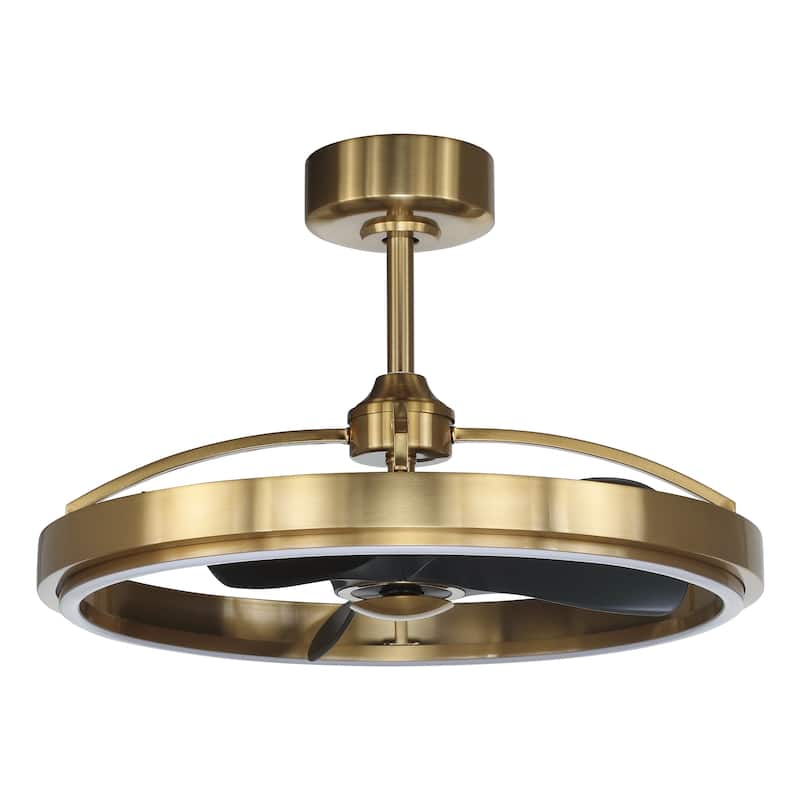 27" Gold ABS 3-blade LED Fandelier Bladeless Ceiling Fan with Light and Remote