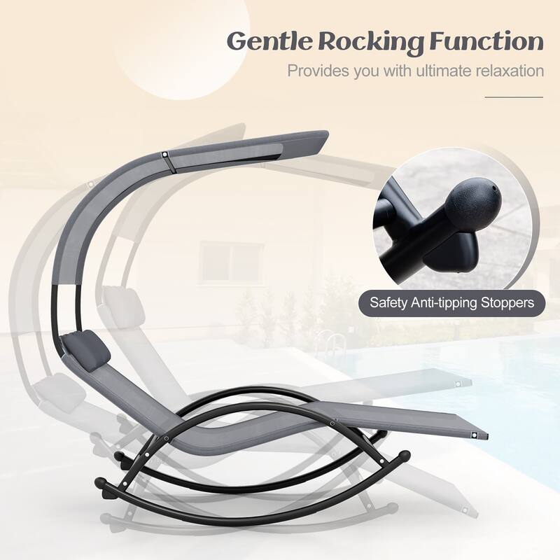 Gymax Outdoor Double Chaise Rocker Rocking Daybed Sun Lounger w/ Sun