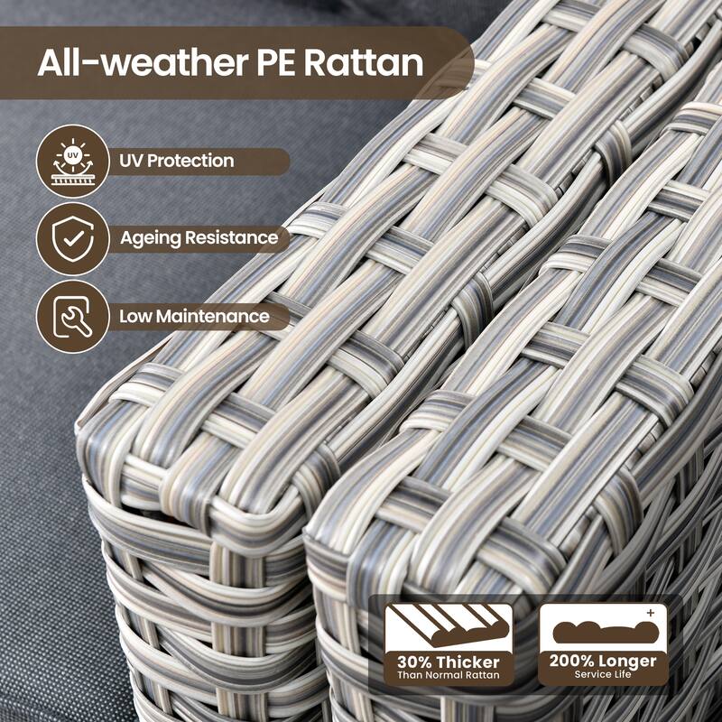 XIZZI 8-Piece Outdoor Wicker Furniture Sectional Swivel Chairs Set