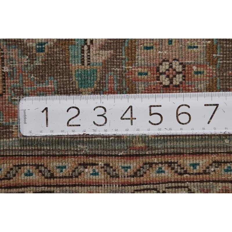 Geometric Tabriz Vintage Persian Rug Hand-Knotted Wool Carpet - 6'4" x 9'8"