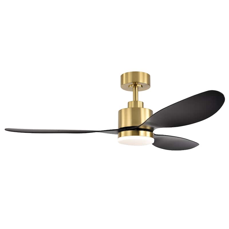 52"/42" Black/Gold LED Ceiling Fan with Lights Remote(3-Blade)