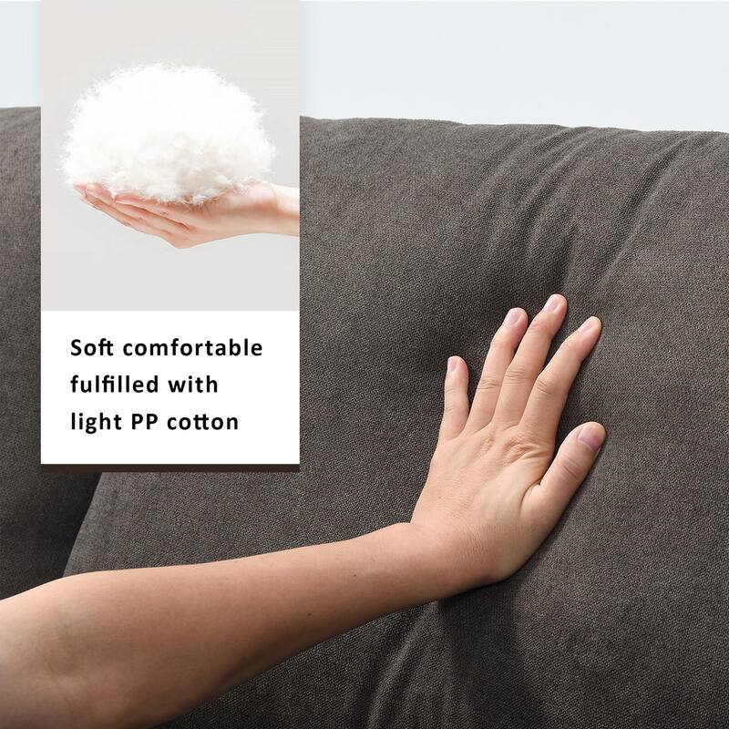 Modern Sectional Sofa, L-Shaped Couch Set with 2 Free pillows, 4-seat Polyester Fabric Sofa Couch with Convertible Ottoman