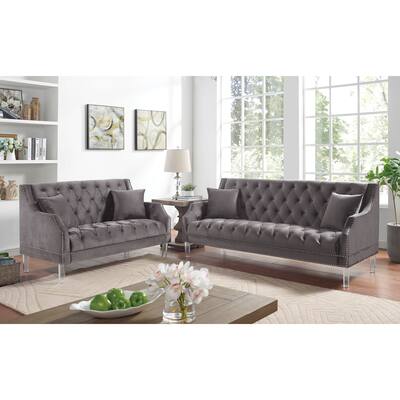 Furniture of America Clarkes Gale Traditional Grey 2-piece Sofa Set