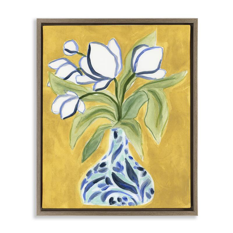 Stupell Bright Tulips in Vase Framed Floater Canvas Wall Art Design By June Erica Vess - 25 x 31 - Brown
