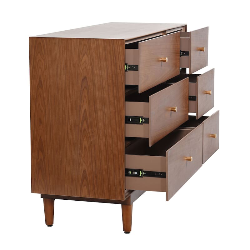 Dann Foley - Six Drawer Dresser - Walnut Wood Veneer