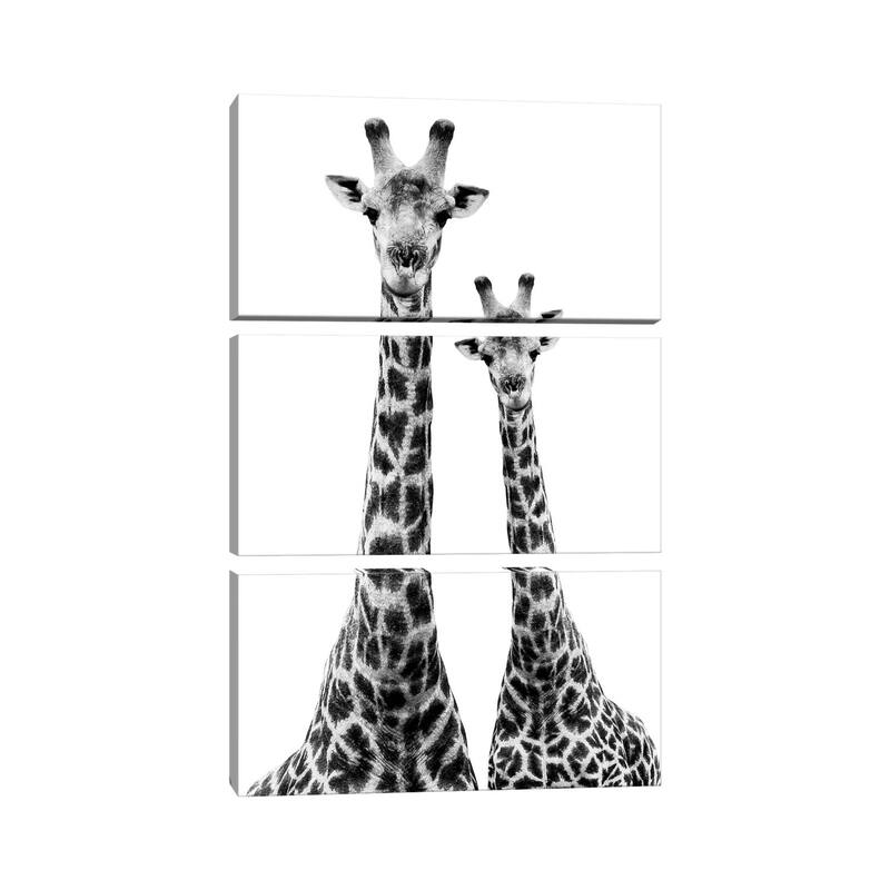 iCanvas "Two Giraffes White Edition II" by Philippe Hugonnard 3-Piece Canvas Wall Art Set