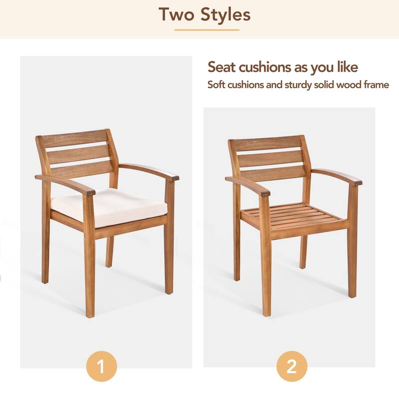 7-Piece Outdoor Wood Dining Set with Removable Cushions