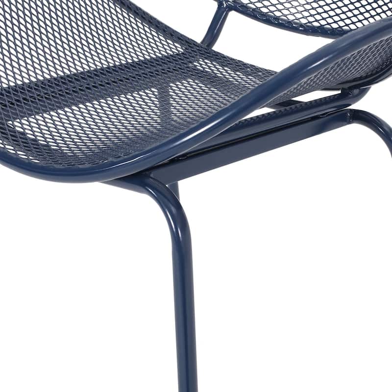 Roomfitters Outdoor Chat Set 3 Piece Metal Conversation Seating Mesh Design Iron Chairs