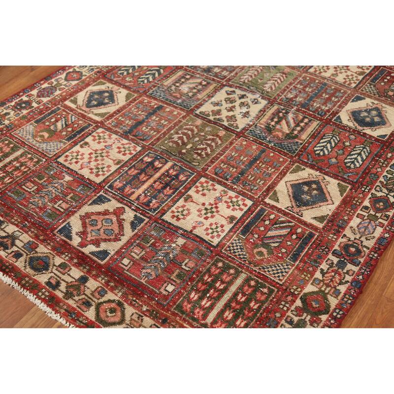 Hand Knotted Oriental 100% Wool Carpet Traditional Geometric Multi-Colored Bakhtiari Area Rug - 6' 5'' X 4' 9''