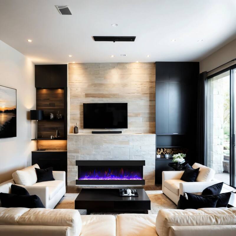 Electric Fireplace Heater with Multi Color Flam