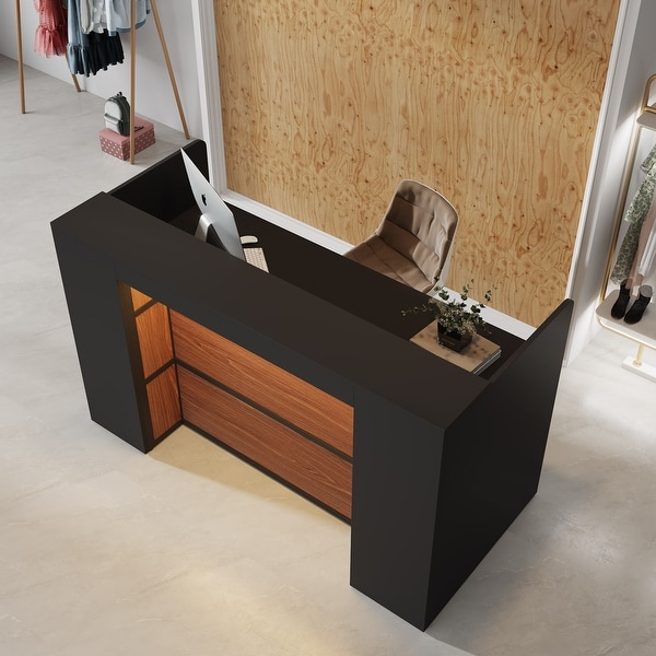 Large Reception Desk Front Desk with LED Lights for Salon Reception Room Store Office Lobby Retail Shop Clinic On Sale Bed Bath Beyond 37884741