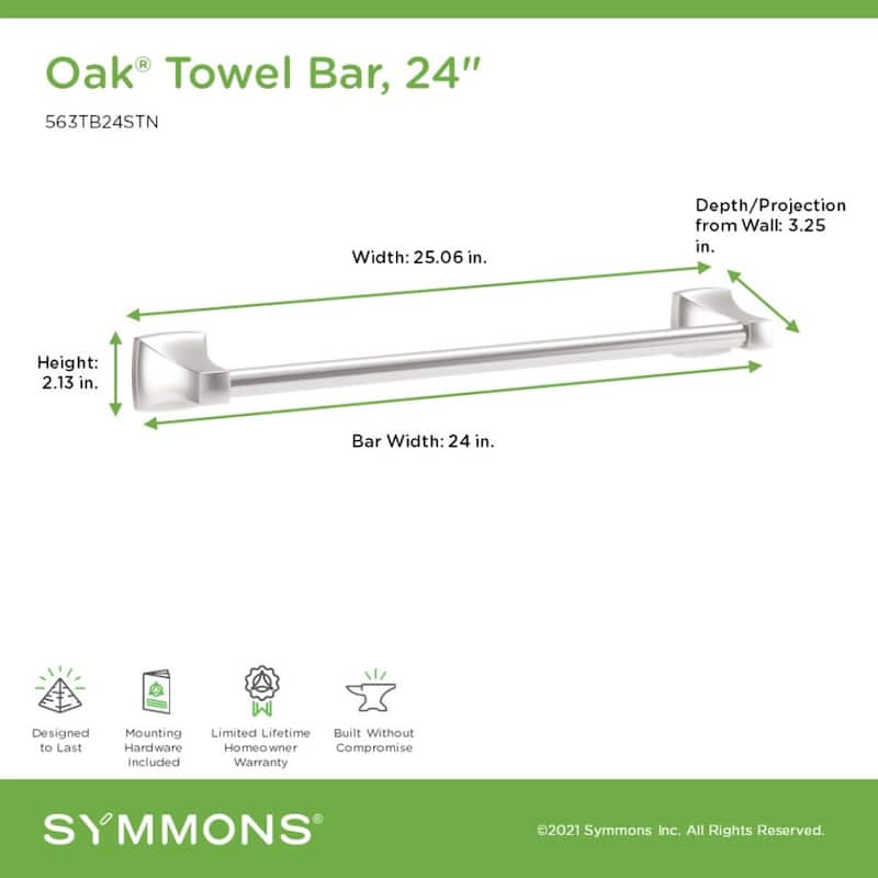 Symmons 563TB24 Oak 24" Towel Bar