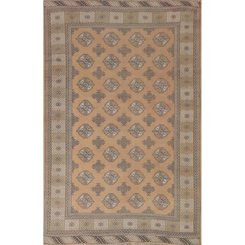 Geometric Bokhara Oriental Rug Handmade Wool Carpet - 6'6"x 9'7"
