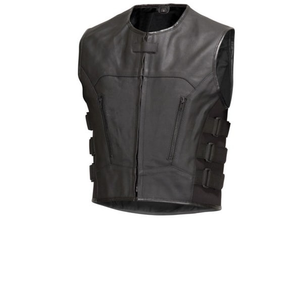 Shop Men Leather Motorcycle Biker Vest Bullet Proof Style Black by Xtreemgear MBV107 - Free ...