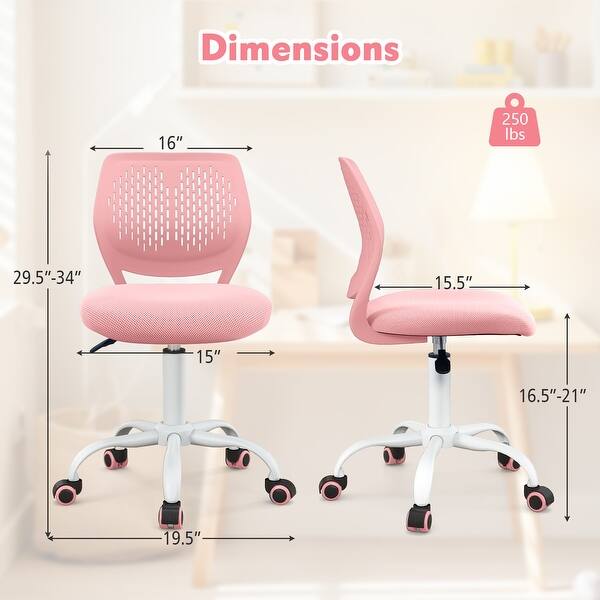 dimension image slide 1 of 3, Ergonomic Children Study Chair with Adjustable Height - 19.5”L x 19.5”W x 29.5”-34”H