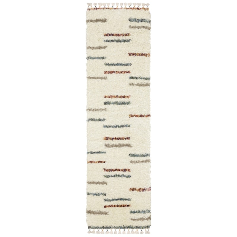 HomeRootsStriped Transitional Runner Area Rug - 92.52' X '26.77' X '1.77