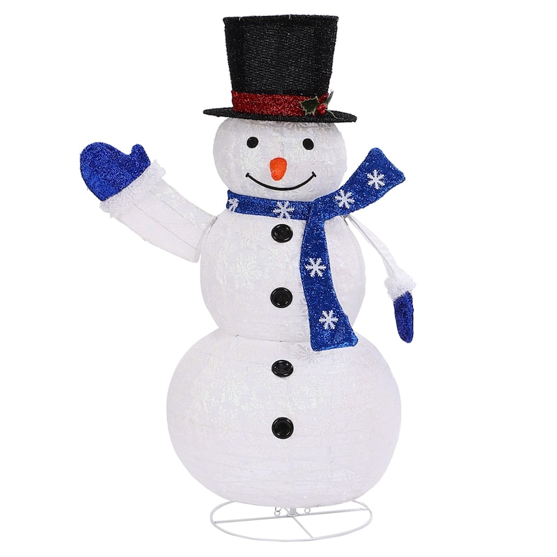 Set of 3 Snowman Family Lighted LED Winter Holiday Yard Decoration - White