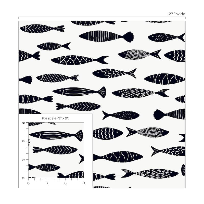 Seabrook Designs Bay Fish Unpasted Wallpaper