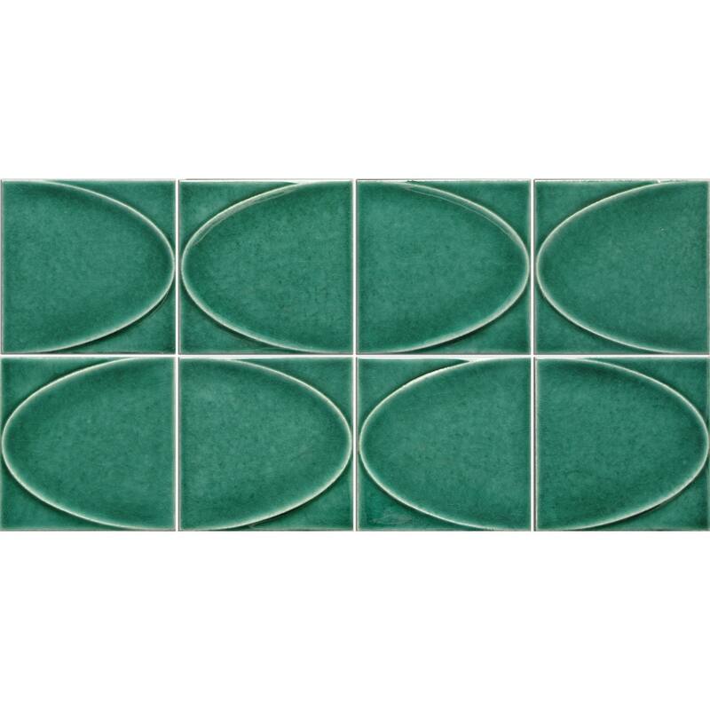 Emser Tile Mizu - 8" x 16" Square Mosaic Wall Tile - Glossy Tile - Green