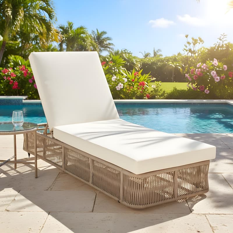 Christopher Knight Home - Solara Outdoor Adjustable Rope Base Sunlounge with Beige and White