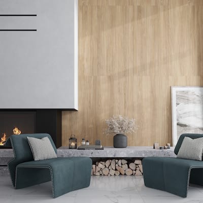 Bois 24x48 Honey Wood Porcelain Large Format Fluted Wall Tile (15.55 sq ft/case) - 2 Pack