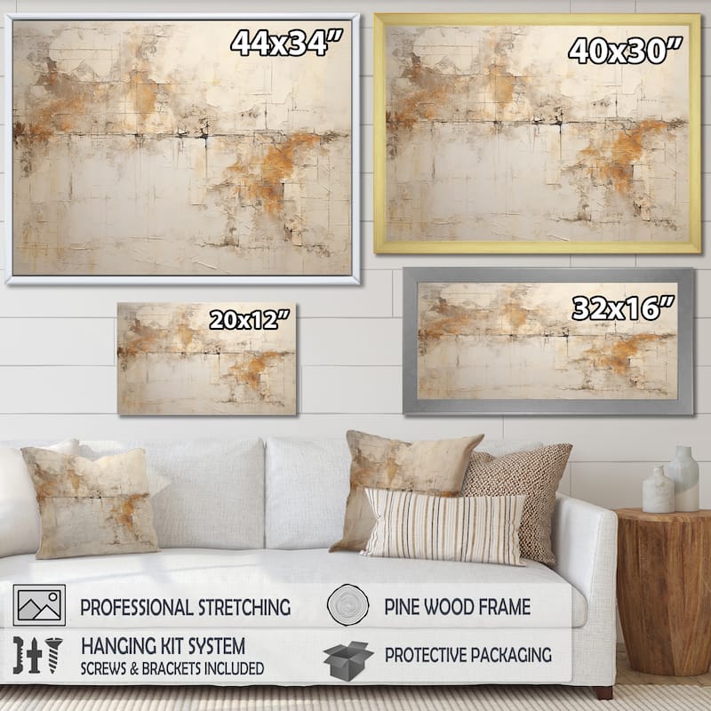 Designart "Beige Christianity Cross Of Jessus" Abstract Framed Canvas Prints