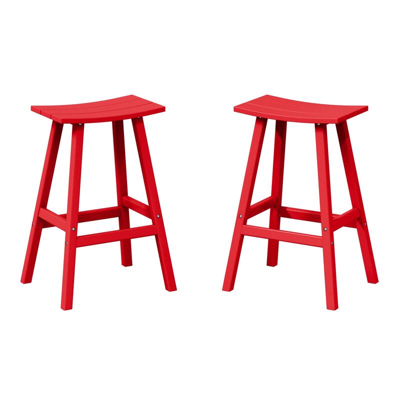 Laguna Hdpe All Weather Outdoor Patio 29" Saddle Seat Bar Stool (Set Of 2)
