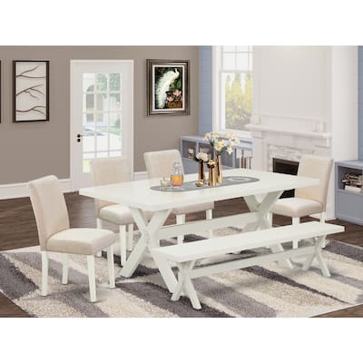 Art Deco Dining Set - 6 Piece Table & Chair Set - Modern Kitchen Table with Bench
